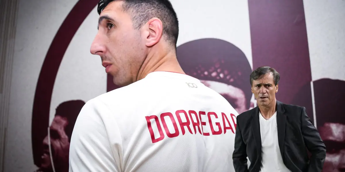 Diego Dorregaray presentado en la U y Fabián Bustos serio (Foto: Universitario)