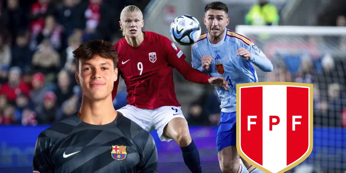 Diego Kochen sonriente y Haaland peleando el balón