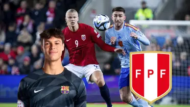 Diego Kochen sonriente y Haaland peleando el balón