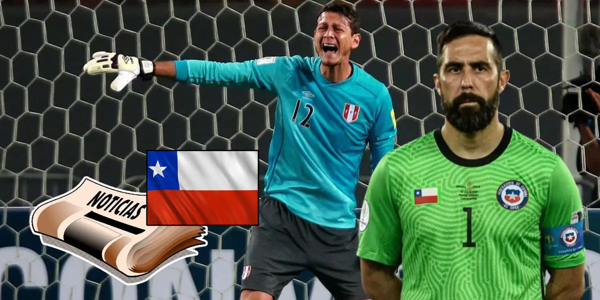 Diego Penny gritando y delante Claudio Bravo