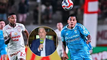 Diego Rebagliati hablando al Micrófono y Polo con Grimaldo corriendo (Foto: Sporting Cristal)