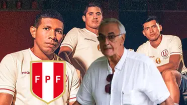Edison Flores, Aldo Corzo, José Rivera y Jorge Fossati posando para las cámaras