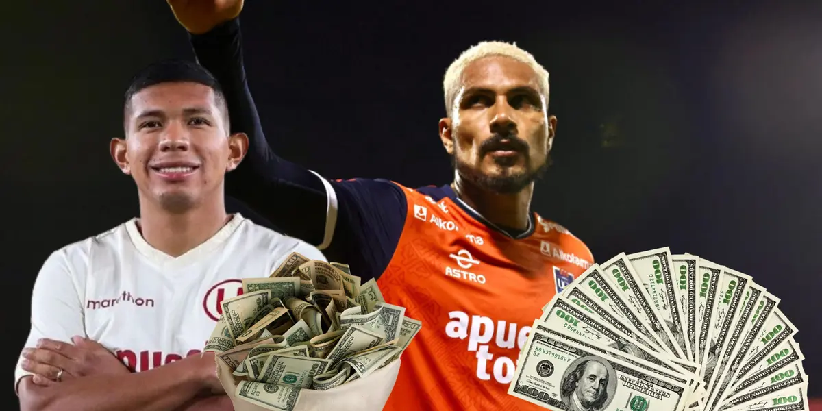 Edison Flores con los brazos cruzados y Paolo Guerrero saludando