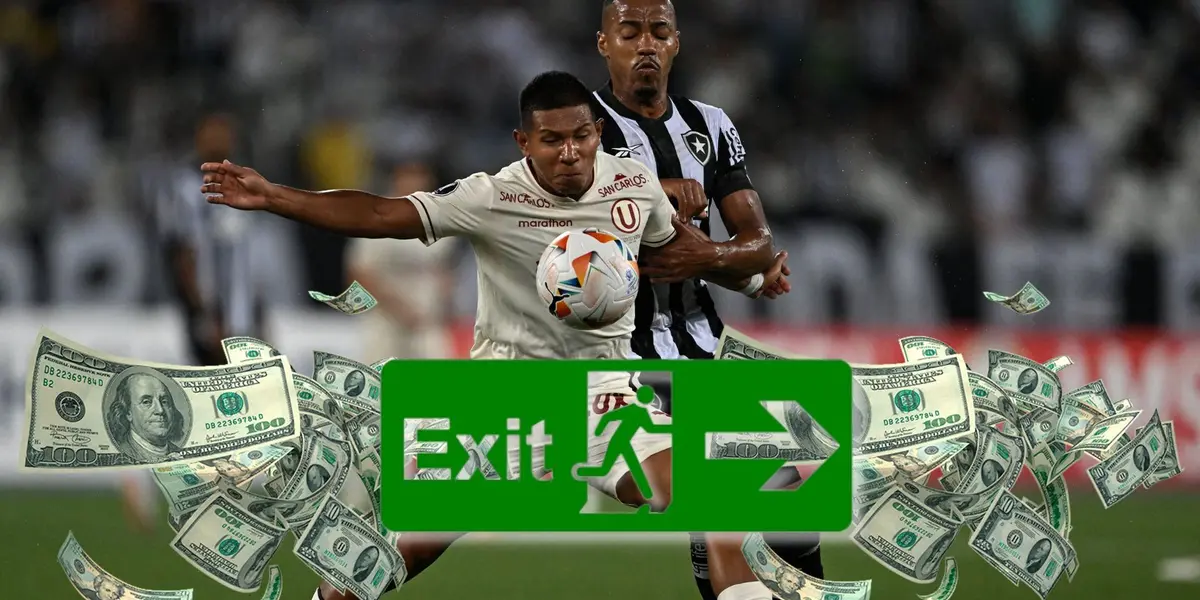 Edison Flores disputando una acción de juego hoy vs Botafogo en Brasil