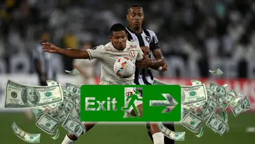 Edison Flores disputando una acción de juego hoy vs Botafogo en Brasil