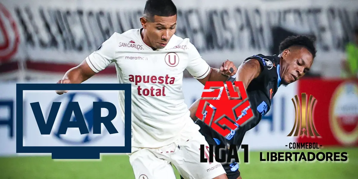 Edison Flores friccionando una jugada en el duelo de hoy entre la ´U´ vs Liga de Quito