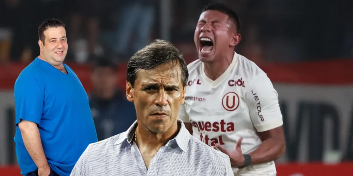 Edison Flores gritando, mientras Fabián Bustos mira con dudas