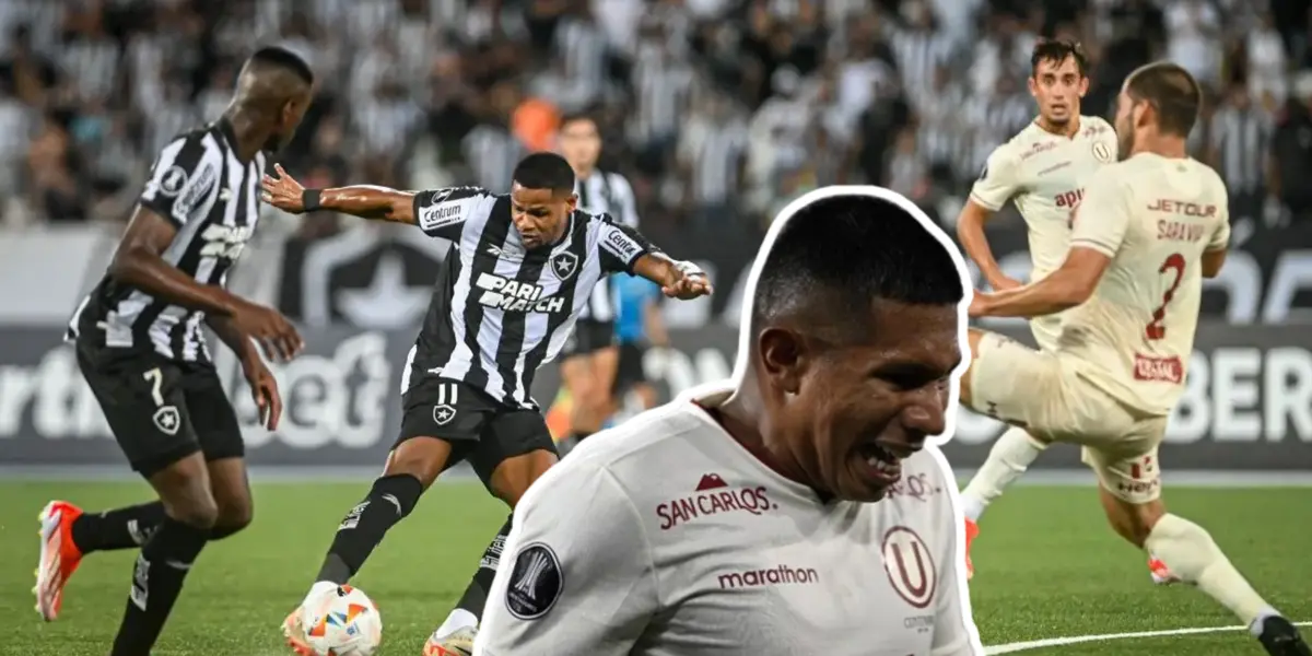 Edison Flores gritando y Universitario jugando contra Botafogo