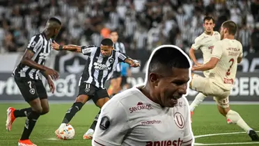 Edison Flores gritando y Universitario jugando contra Botafogo