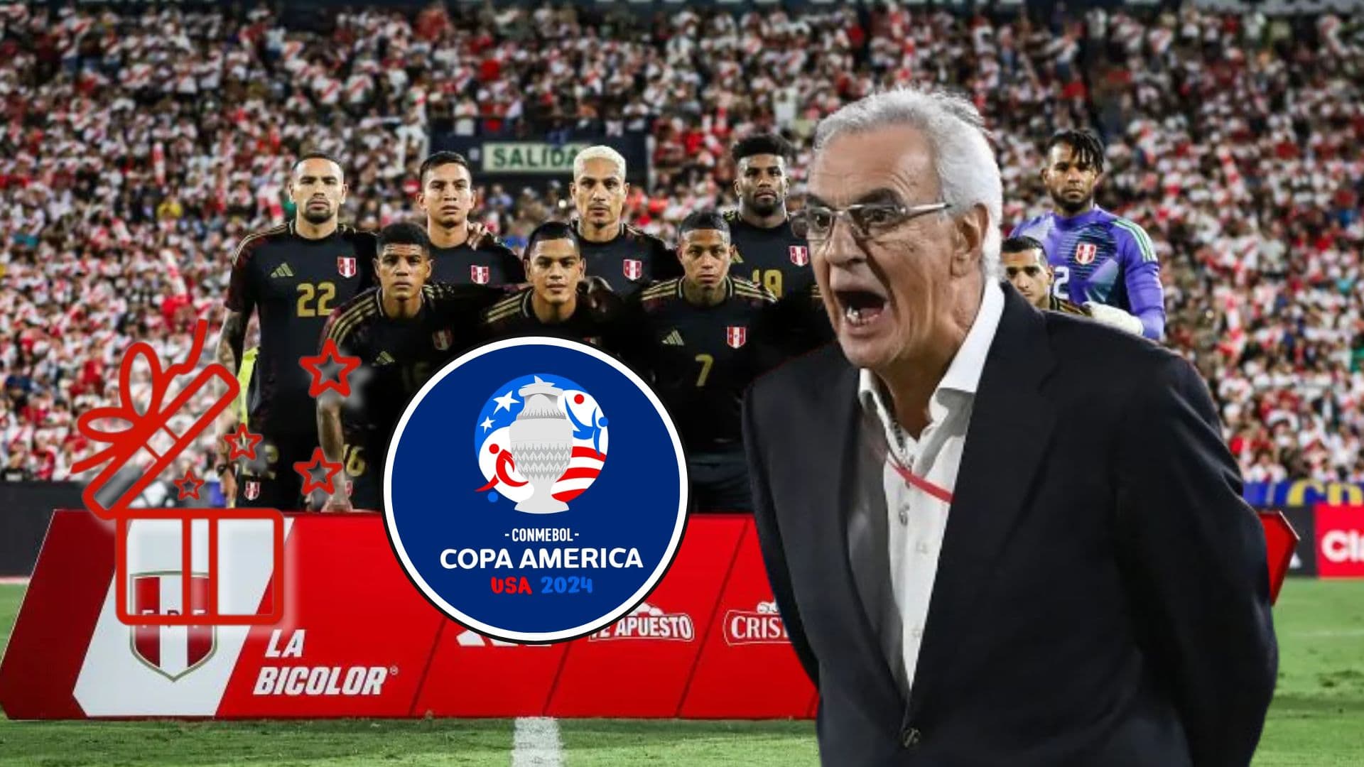 El 11 titular de la Bicolor en el mes de marzo y delante Jorge Fossati