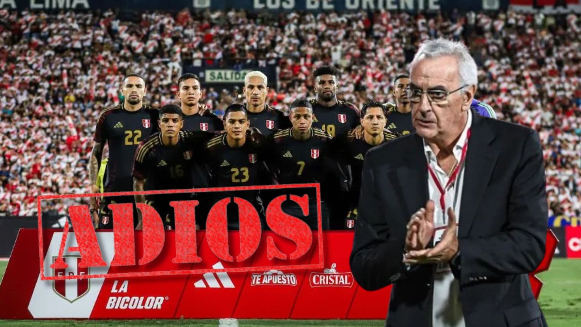 El 11 titular de la Bicolor vs Nicaragua y delante Jorge Fossati mirándolos