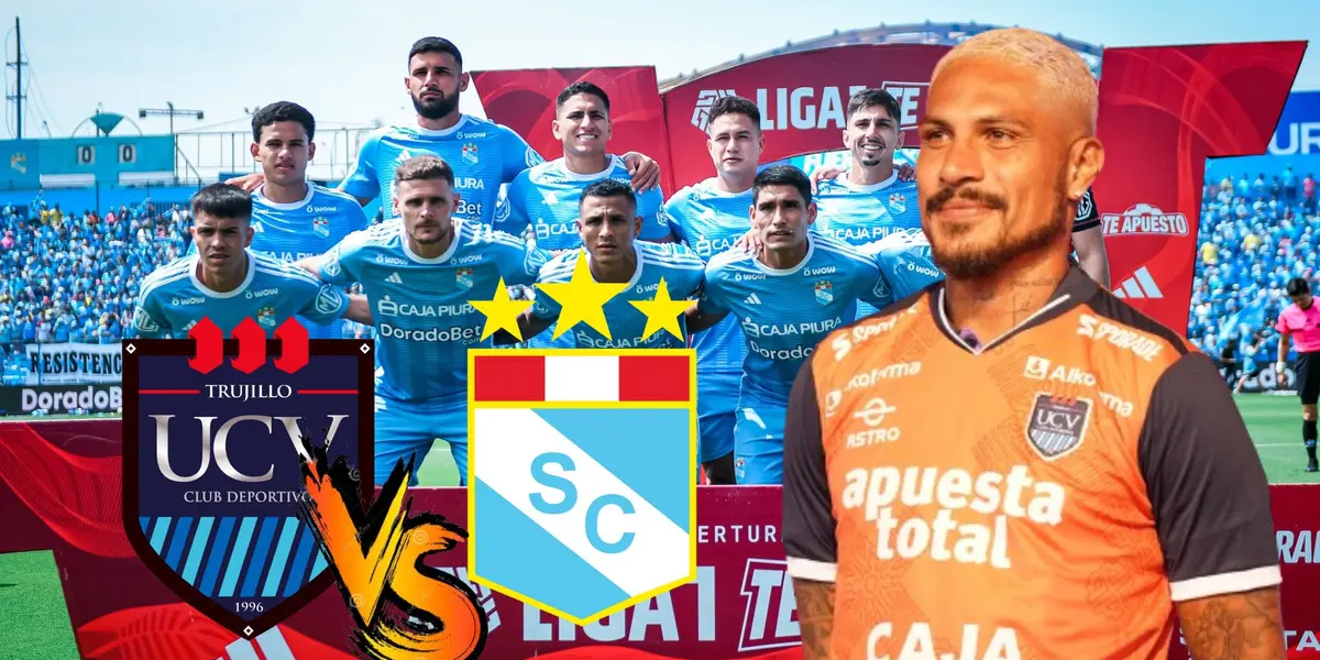 El equipo titular de Sporting Cristal y delante de ellos Paolo Guerrero