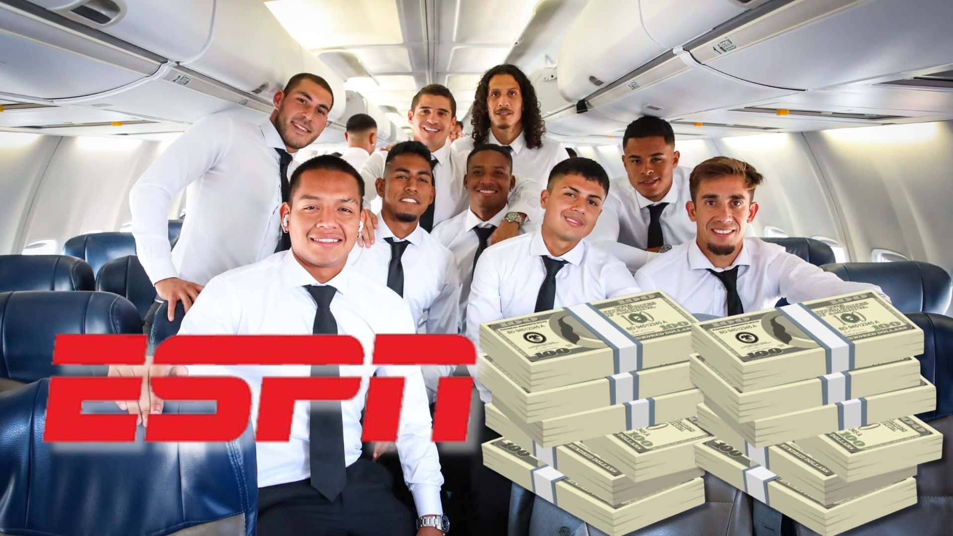El plantel de Universitario de Deportes antes de emprender un vuelo al extranjero