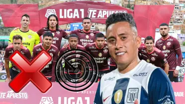 El plantel de Universitario de Deportes y delante Christian Cueva con la camiseta de Alianza
