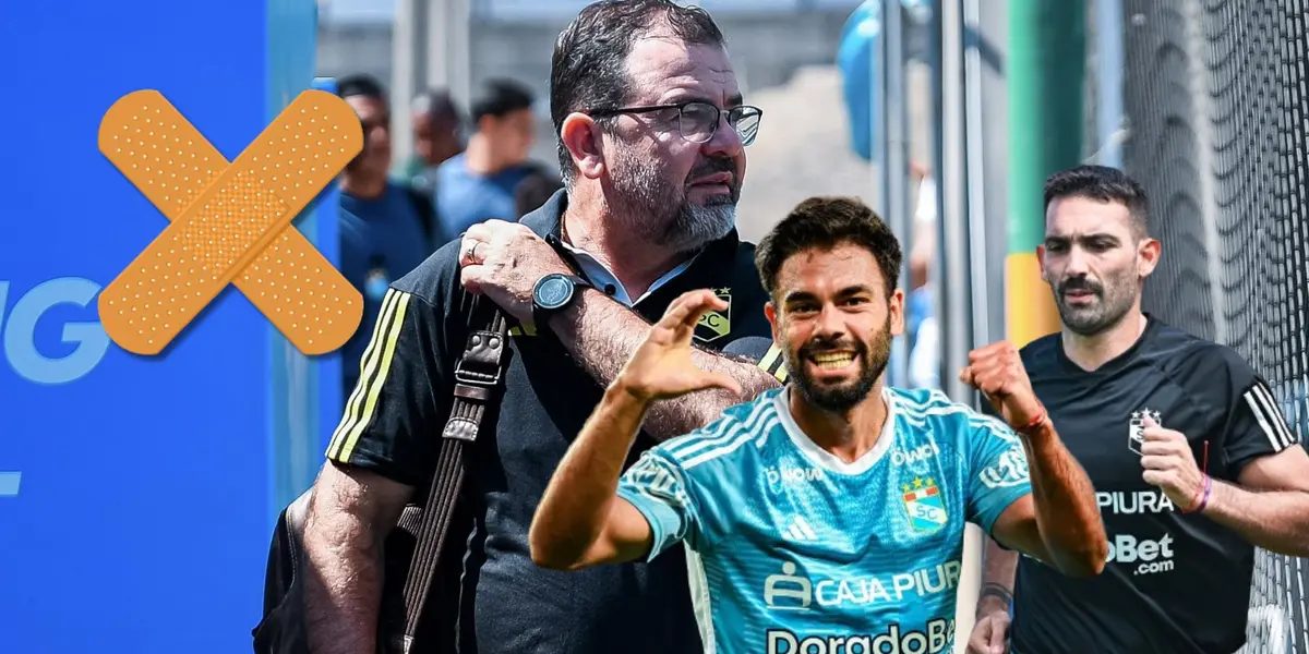 Enderson Moreira observando a Leandro Sosa y a Martín Cauteruccio