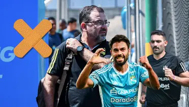 Enderson Moreira observando a Leandro Sosa y a Martín Cauteruccio