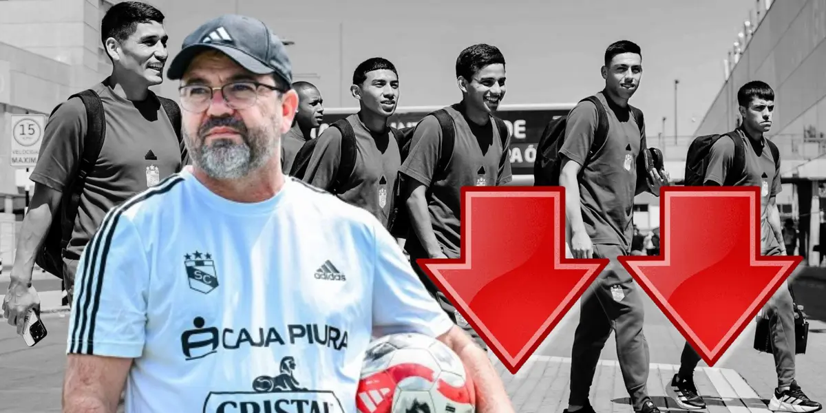 Enderson Moreira viendo a varios de sus jugadores en Sporting Cristal