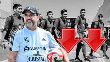 Enderson Moreira viendo a varios de sus jugadores en Sporting Cristal