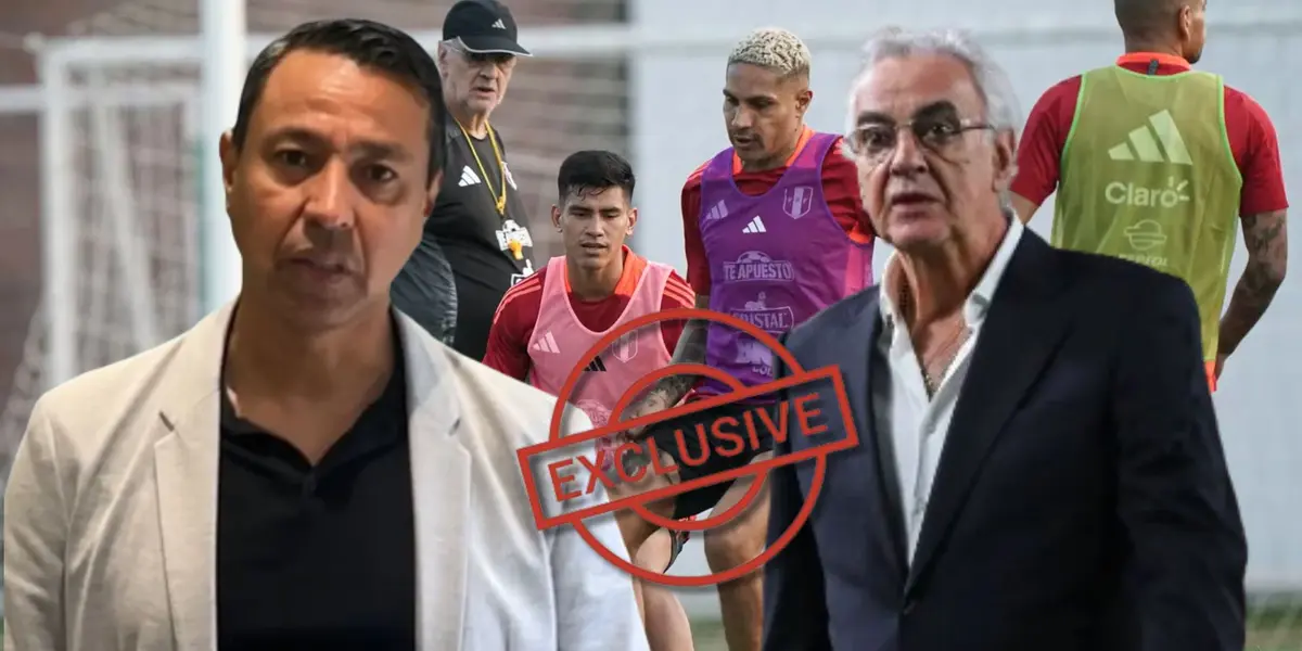 Entrenamiento de la Selección Peruana, delante Nolberto Solano y Jorge Fossati