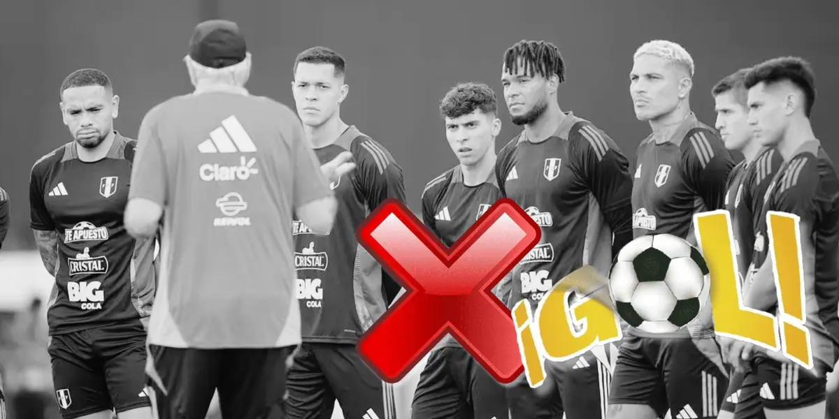 Entrenamiento de la Selección Peruana en Videna en un fondo blanco y negro