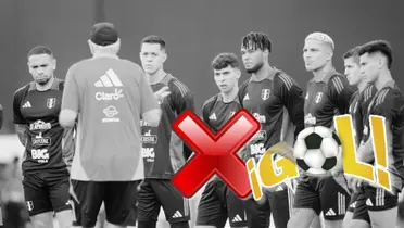 Entrenamiento de la Selección Peruana en Videna en un fondo blanco y negro