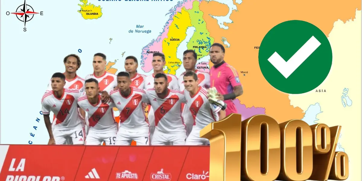 Equipo titular de la Bicolor en el 2023 y de fondo el mapa del continente europeo