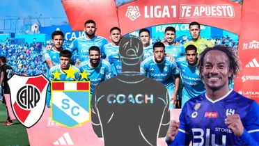 Equipo titular de Sporting Cristal y André Carrillo con camiseta de Al-Hilal de Arabia