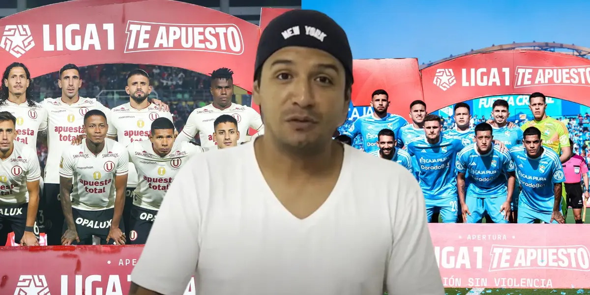 Equipo titular de Universitario de Deportes y de Sporting Cristal, delante Reimond Manco