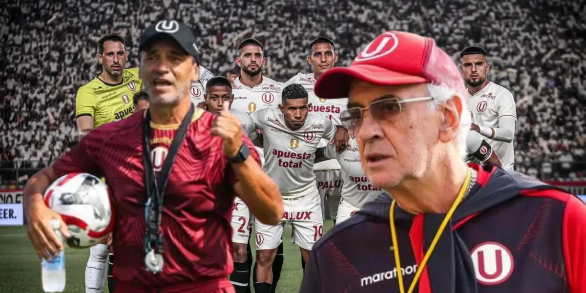 Fabián Bustos, Jorge Fossati y detrás el 11 titular de la ´U´ en esta temporada