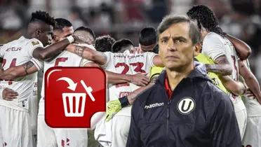 Fabián Bustos observando detenidamente a sus jugadores en Universitario de Deportes