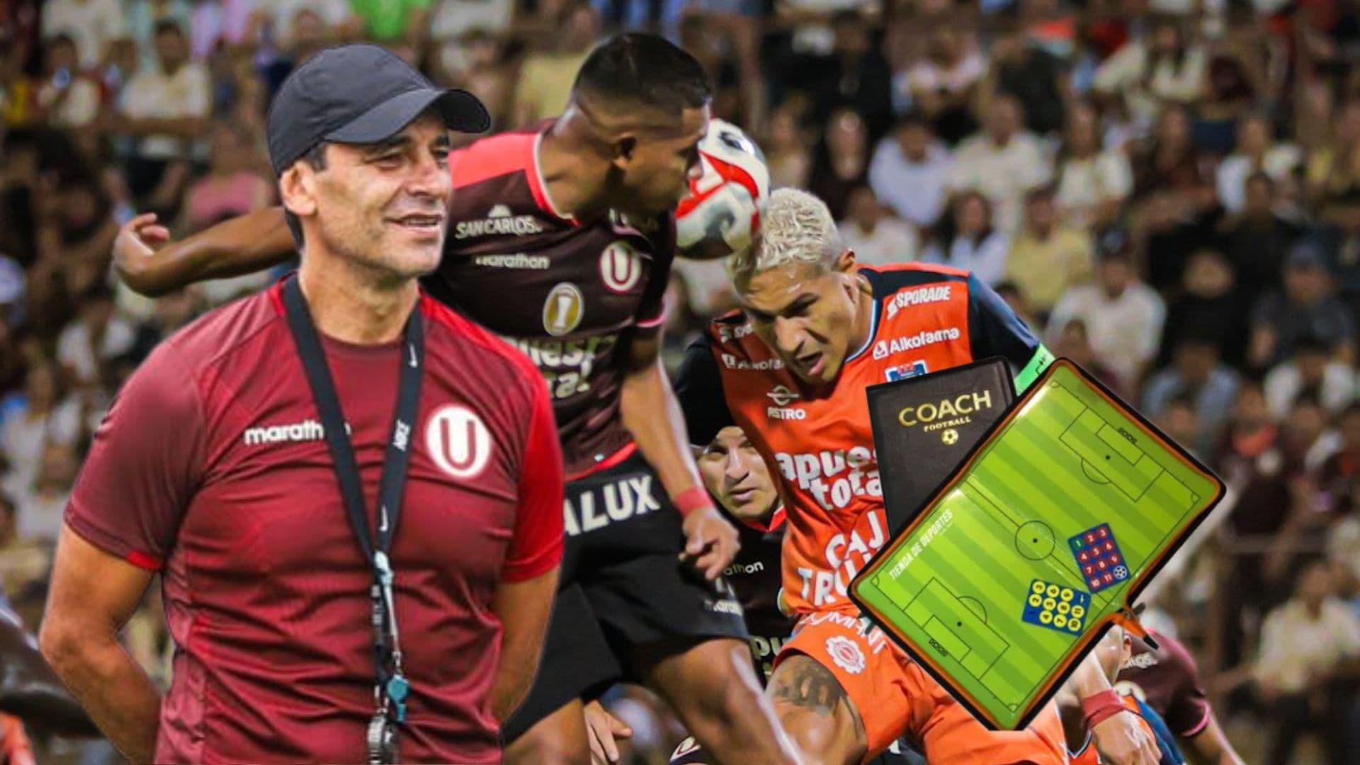 Fabián Bustos observando una disputa de balón en el UCV vs Universitario de Deportes