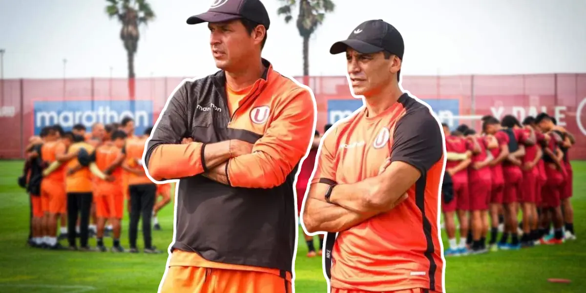 Fabián Bustos viendo junto a su asistente (Foto: Universitario de Deportes)