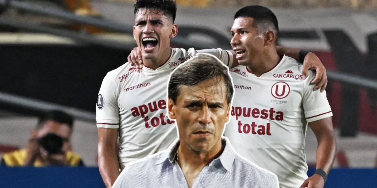 Fabián Bustos viendo serio y Rivera junto a Flores celebrando