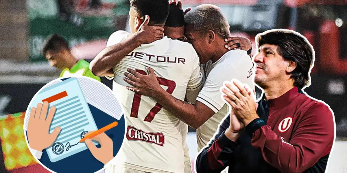 Ferrari aplaudiendo y jugadores de la U celebrando (Foto: Universitario)