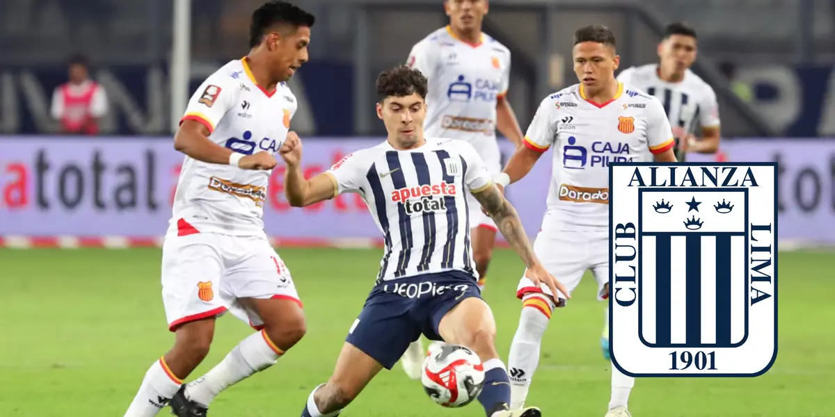 Franco Zanelatto peleando la pelota con los jugadores de Atlético Grau