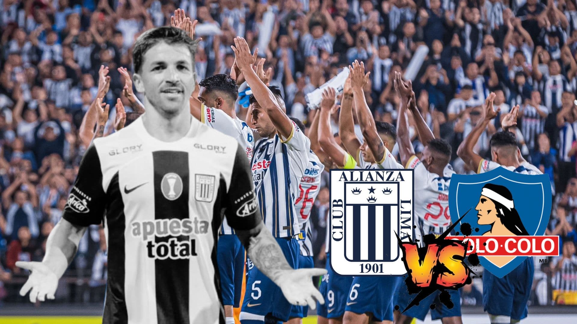 Gabriel Costa abriendo los brazos y detrás jugadores de Alianza Lima saludando a sus hinchas