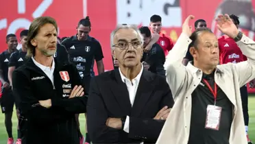 Gareca, Fossati, Reynoso y detrás jugadores de la Selección Peruana en Videna