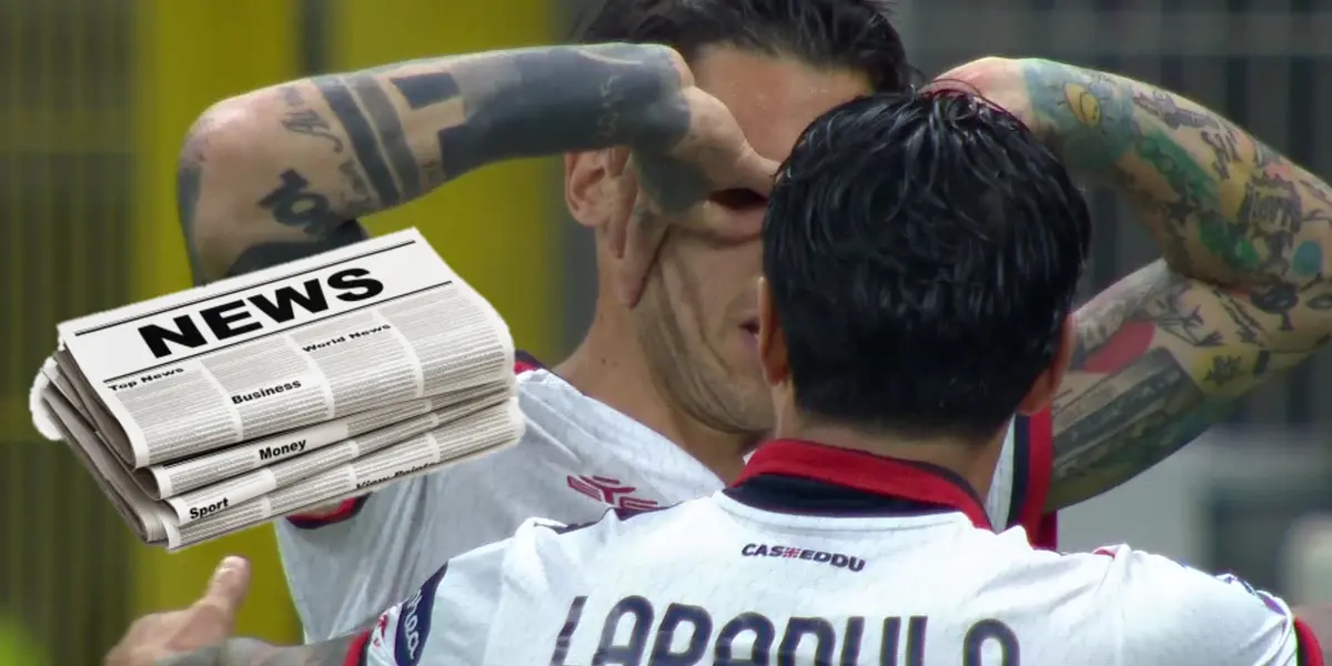 Gianluca Lapadula festejando el gol contra el Inter de Milán