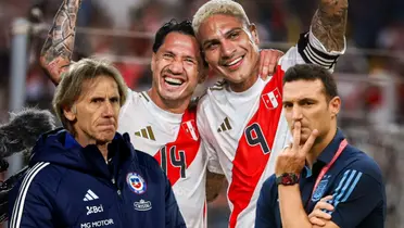 Gianluca Lapadula - Ricardo Gareca - Paolo Guerrero - Lionel Scaloni (Foto: FPF)