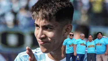 Gonzalo Aguirre aplaudiendo y los hinchas de Sporting Cristal abrazados 