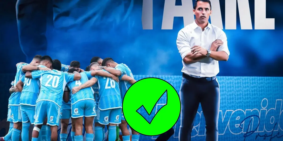 Guillermo Farré y jugadores de Sporting Cristal abrazados