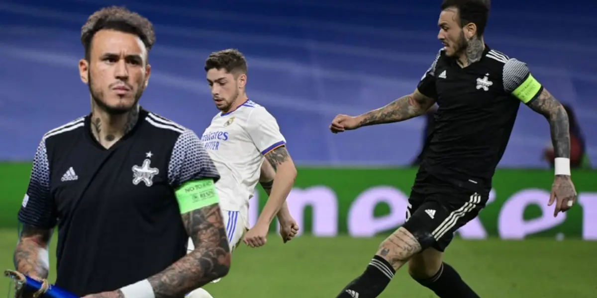 Gustavo Dulanto con el Sheriff Tiraspol en el duelo del 2021 vs Real Madrid