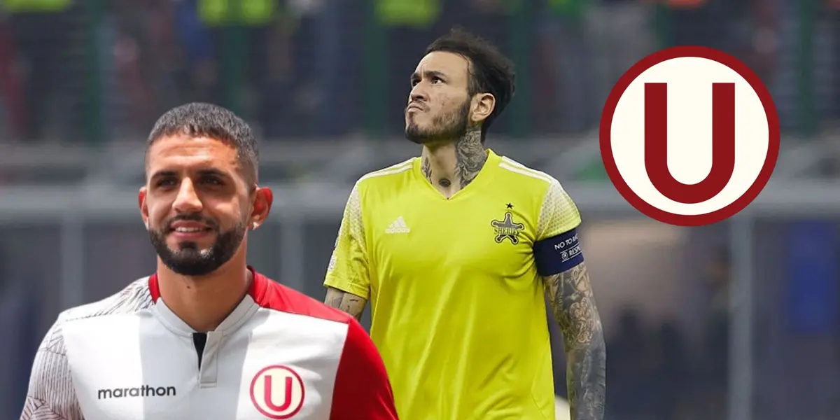 Gustavo Dulanto con la camiseta de Sheriff Tiraspol y Matías Di Benedetto con la de Universitario