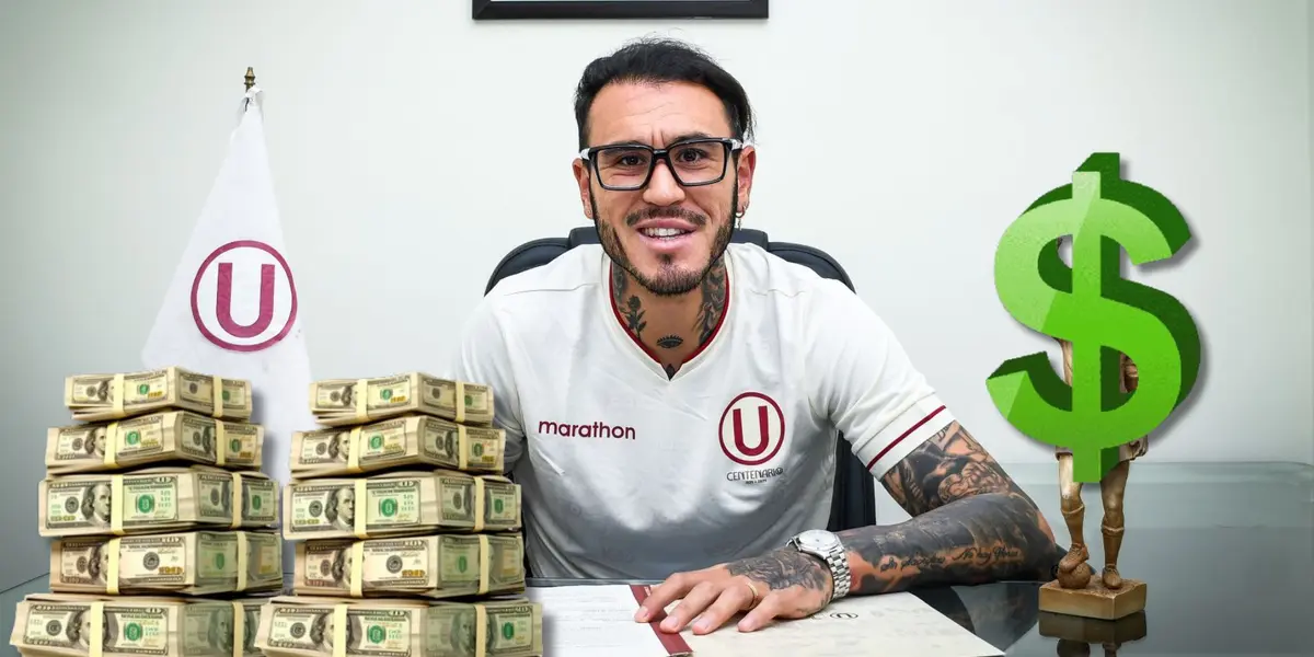 Gustavo Dulanto firmando su nuevo contrato con Universitario de Deportes