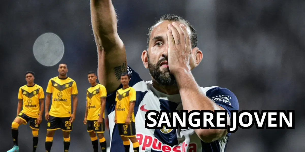 Hernán Barcos con la camiseta de Alianza Lima, al lado jóvenes de la Academia Cantolao. FOTO: Transfermarkt