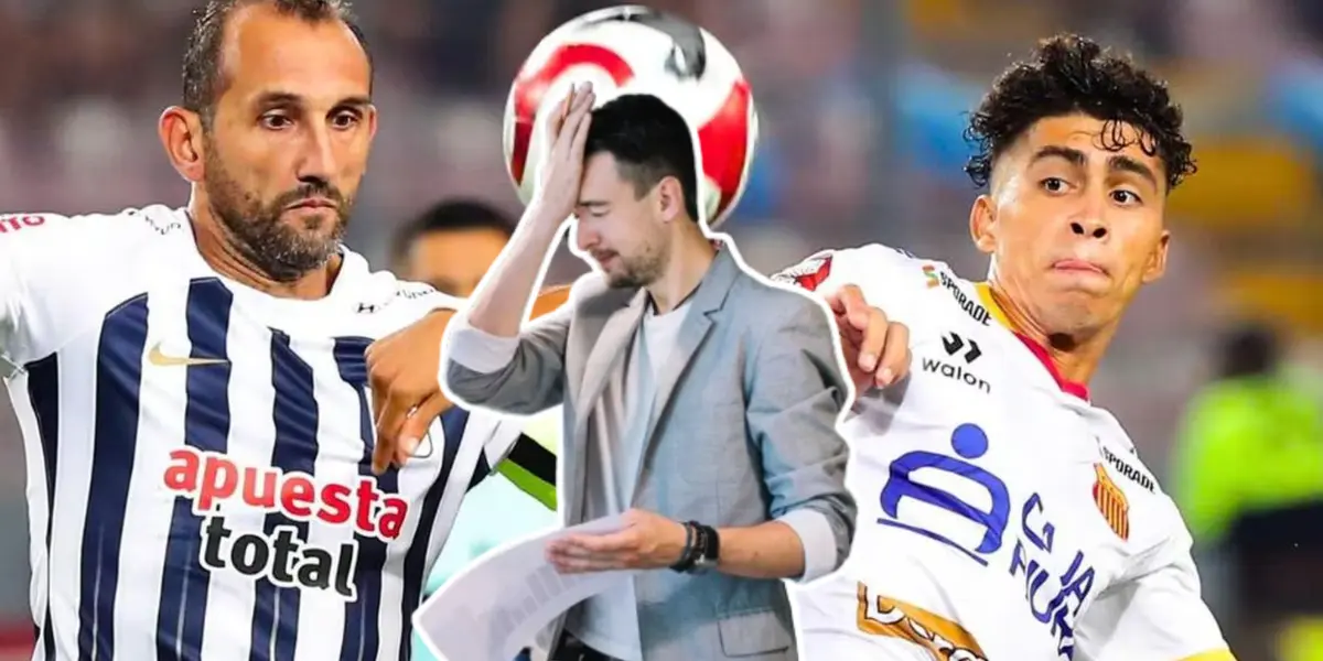 Hernán Barcos peleando la pelota con jugador de Atlético Grau