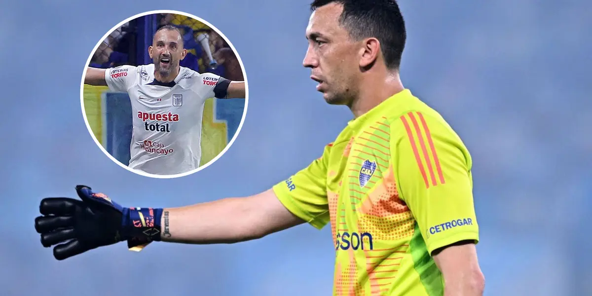 Hernán Barcos y Agustín Marchesín (Foto: Andina)