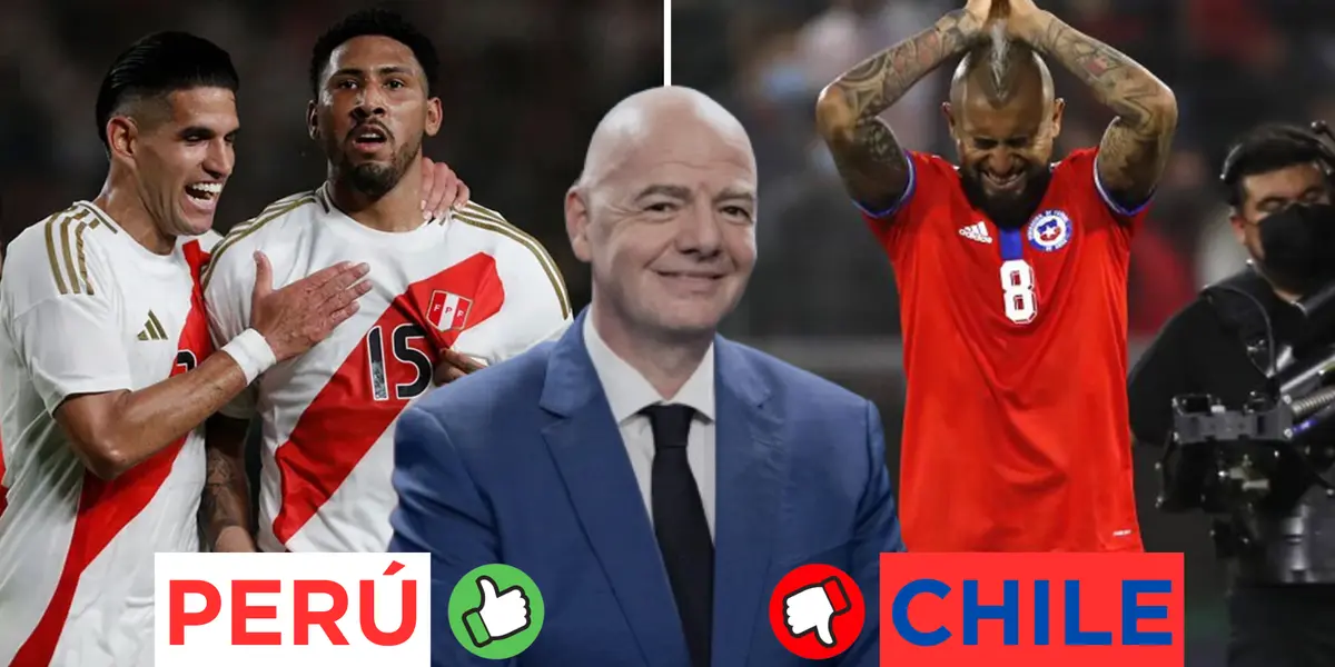 Infantino sonriente, la Selección Peruana celebrando y Arturo Vidal llorando