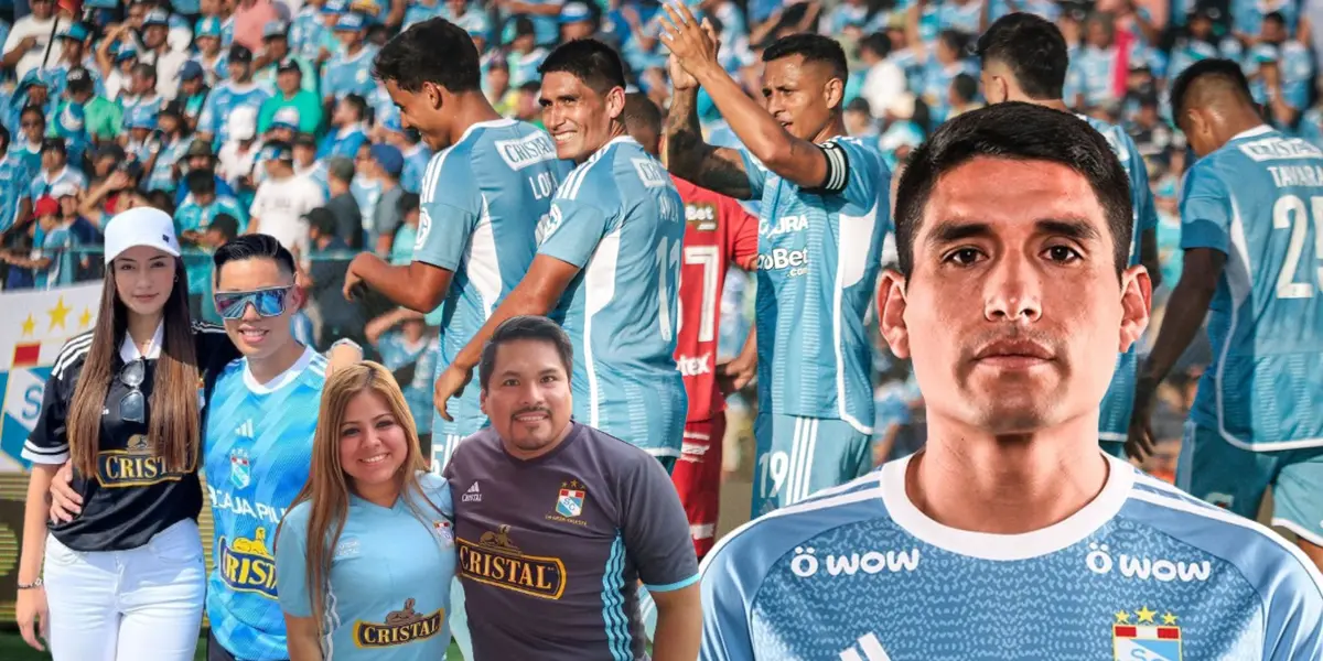 Irven Ávila celebrando su gol de hoy vs Sport Huancayo ante las miradas de los hinchas celestes