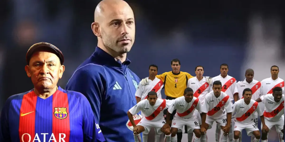 Javier Mascherano, debajo Hugo Sotil y la Selección Peruana de los años 2000´s